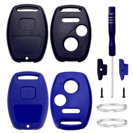 Cutting NOT Required Key Fob Shell Replacement for Honda Civic LX Accord Crosstour Coupe CR-V CR-Z Pilot Fit Insight Ridgeline Odyssey Keyless Entry Remote Key Fob Case Cover (3 Button Black + Blue)