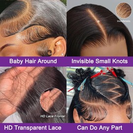 13x6 Lace Front Wigs Human Hair Pre Plucked 200 Density Body Wave HD Lace Frontal Wigs Human Hair for Women Glueless Wigs 100% Human Hair for Black Women with Baby Hair Natural Color 20 Inch