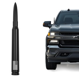 American Flag Car Bullet Antenna for GM Chevy Silverado GMC Sierra 1500 2500 3500 HD Avalanche Denali, Anti Theft Design & Carwash Safe, Pickup Trucks Accessories (Matte Black)