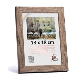 3-B HIT Picture Frame Dark Brown Walnut with Optical Wood Grain 13 x 18 cm Wooden Frame Photo Frame Portrait Frame with Acrylic Glass