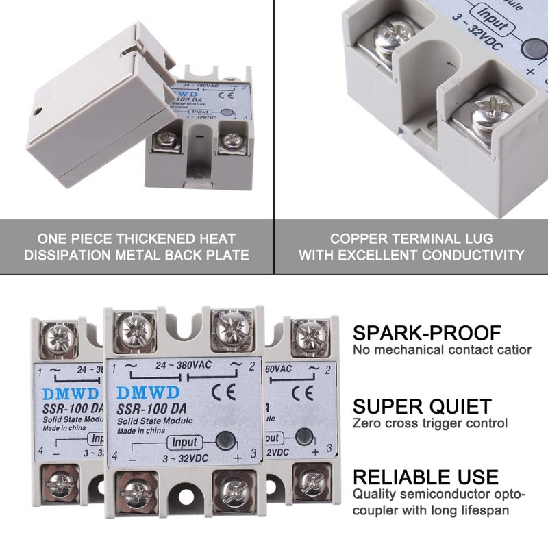 SSR-100DA Solid State Relay DC to AC (Input 3-32V DC