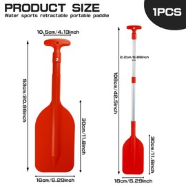 YOLUFER 1Pcs Aluminum Alloy Folding Paddle, Telescopic Kayak Paddle Rafting Boat Paddle, Paddle for Canoe Kayak (Red)