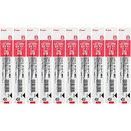 [Set of 10] Pilot BKRF-6F-R Oil-Based Ballpoint Pen Refill, Fine Point (0.7 mm), Red