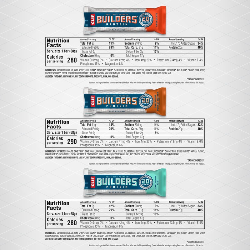 CLIF Builders - Variety Pack - Plant Based Protein Bars