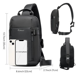 MATE ELAN Sling Bag for Men Women Waterproof Crossbody Backpack Fit 9.7inch EDC Lightweight Daypack Minimalist Chest Shoulder bag for,Daily Use, Work, Travel,Sport