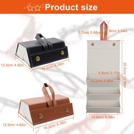 AMONENZ Pack of 2 Glasses Storage Box, Three-Piece Leather Sunglasses Case, Foldable Glasses Storage, Glasses Case in Black and Khaki for Glasses, Necklaces and Watches, black