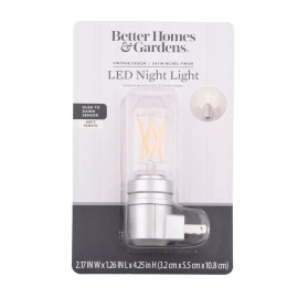Better Homes & Gardens LED NIGHT LIGHT SOFT WHITE | SATIN NICKEL VINTAGE DESIGN
