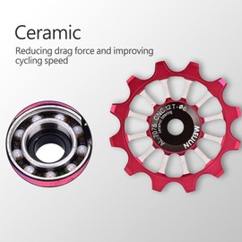 Gear Pulley 8 Speed Red Rear Derailleur Wheels Bicycle Rear Derailleur Pulley Wheels 12T Pulley Bicycle Rear Derailleur Pulley