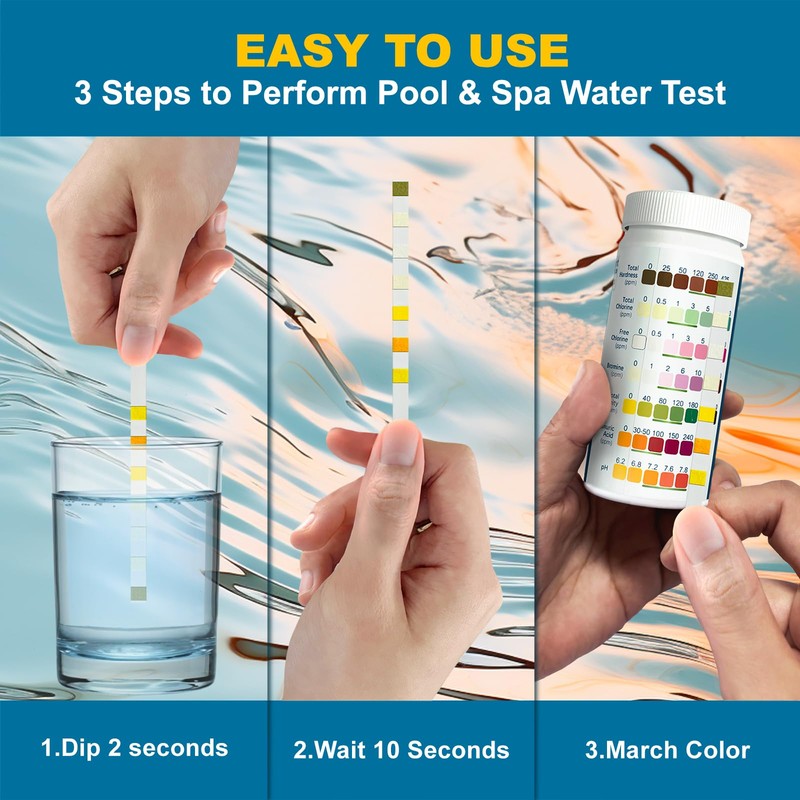 7 Way Pool Test Strips, 150 Fast and Accurate Pool