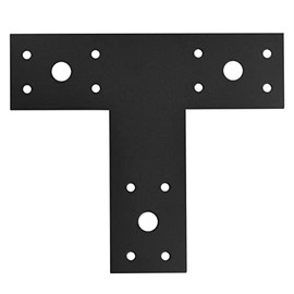 eoere 8 PCS Black Flat Tee Mending Plate for 4x4 Post, T Repair Tie Plate, Metal Multiple Holes Corner Brace for Wood, Furniture