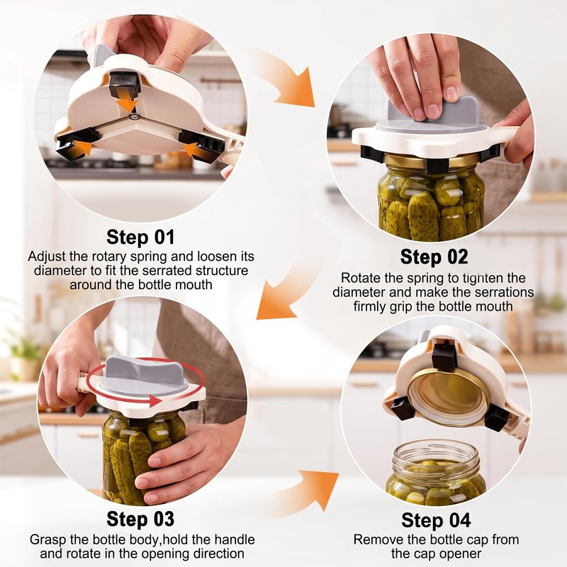 Jar Opener for Weak Hands, Seniors & Arthritis, Adjustable 4-in-1