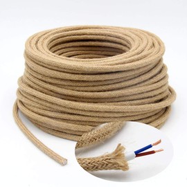 GreenSun 5 m Textile Cable for Linen Textile Coated Fabric Cable Power Cable 2 Core 0.75 mm² Electric Cable for DIY Decoration