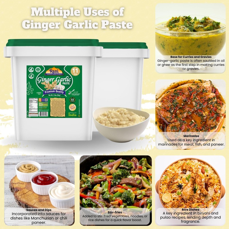Rani Ginger Garlic Cooking Paste 176oz (11lbs) 5kg Bulk ~