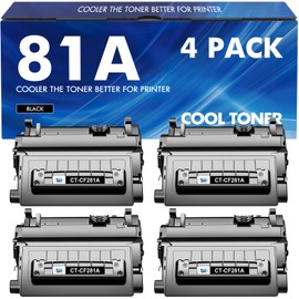 CF281A 81A Black Toner Cartridge：4-Pack Compatible Replacement for HP 81A CF281A 81X CF281X Toner Cartridge for HP Laserjet Enterprise MFP M604 M605 M630h M630dn M630f M630z M606 M630 Printer