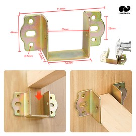 LIKERAINY Centre Support Bed Hinge Rail Brackets Timber Joist Hanger Width 50 mm Suspension Connecting Fittings Hooks Fastener for Bed Frame Metal 8 pcs