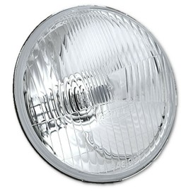 Octane Lighting 5-3/4" OEM Retro Stock Style Glass Metal Low/High Beam Headlight 55/60w Halogen Super White H4 Light Bulb Headlamp Pair (Stock OEM Style, 5.75")