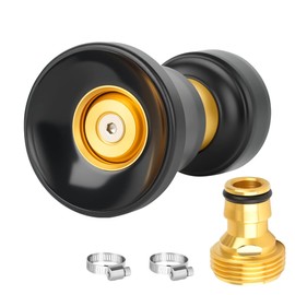 Iniscape Brass Adjustable High-pressure Fire Hose Nozzle, High-power Garden Hose Nozzle,With Connector,Suitable For Car Washing, Garden Irrigation, And Floor Cleaning Nozzles (Black)