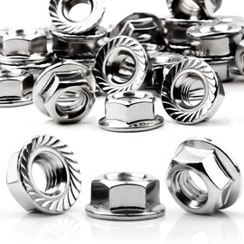 Mbsomnus Flange Nuts M8 Nut DIN 6923 Hexagonal Nut with Flange and Locking Toothing Stainless Steel A2 V2A Self-Locking Hexagonal Nuts Collar Nut Regular Thread Locking Tooth Nut Stop Nuts Pack of 60