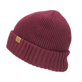 SEALSKINZ | Bacton | Unisex Waterproof Cold Weather Roll Cuff Beanie Hat | Everyday Use & Outdoor Activity | Three-Layer Insulation Technology | Microfleece Lining Red