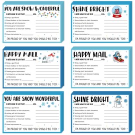 60 Pcs Winter Snowflake Happy Mail Teacher Notes to Parents Christmas Good Behavior Incentive Motivational Cards Happy New Year Positive Postcards to Send Home for Home Classroom Elementary School