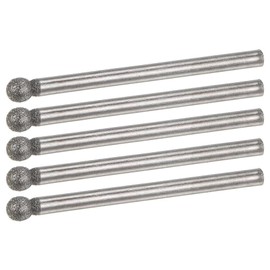 NACX 4mm Ball Shape Diamond Points Grinding Bit, 1/8" Shank Diamond Burr Bit, Diamond Burr Rotary Tool, for Jade, Jewelry, Stone, Ceramic, Grinding, Carving, Polishing, 25Pcs