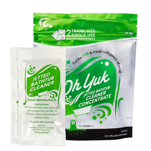 Oh Yuk Jetted Bathtub Cleaner Concentrate - 2 Single-Use Travel Pouches