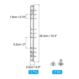 PATIKIL B5 9 Ring Binder Mechanism for Binder Planner, Set of 2 Binder Spine Replacement, 1" Silver Tone