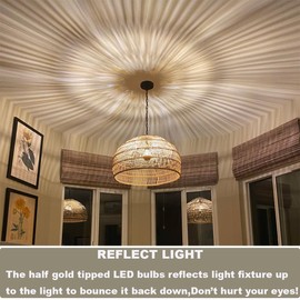 KarlunKoy Half Chrome Light Bulbs,Half Gold Tipped Dimmable 6W (Equivalent 60Watt) LED Ediosn Light Bulbs,Soft White 2700K,A60/A19 Shape Anti-Glare,Decorative Mirror,CRI 90+ E26 Base (Pack of 2)