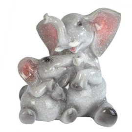 StealStreet Grey Elephant & Baby Elephant Figurine, 4"