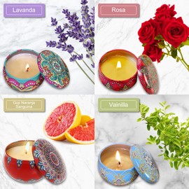 EMAGIE Velas Aromaticas Decorativas - 4.4 Oz Velas Perfumadas 4 Piezas Velas Decorativas Ideale para Baño Dormitorio Estudio de Yoga o Cualquier Lugar Perfecta para Navidad Cumpleaños o San Valentín