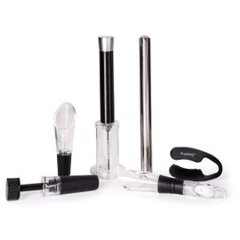 BergHOFF 6Pc Air Pressure Wine Opener with Foil Cutter, Aerator Pourer, Vacuum Stopper & Chiller Pourer, Great for Gift