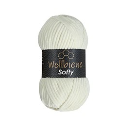 Wollbiene Softy 100 g Chenille Wool for Crocheting Knitting Wool, Baby Wool, Chenille Wool, Super Bulky Crochet Yarn (Cream 02)