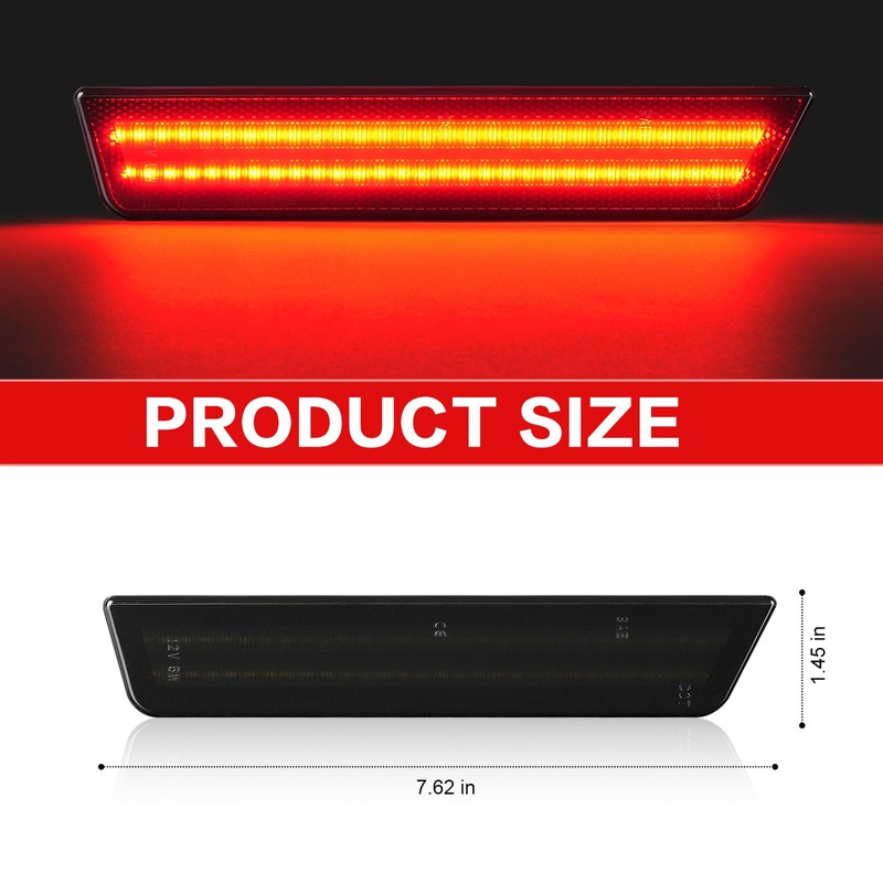 litzland Rear LED Side Marker Light Compatible with Dodge Challenger