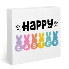 Easter Decor Easter Sign Peeps Bunny Rabbit Egg Sign for Home Room Badroom Office Desk Decor Happy Easter Sign Party Farmhouse Indoor Decorations
