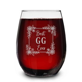 Best Gg Ever Engraved Stemless Wine Glass - Gifts For Gg - Best Gg Wine Glass - Funny Gifts Idea Birthday- Christmas- Holiday- Mother's Day - Pregnancy Announcement Wine Glass
