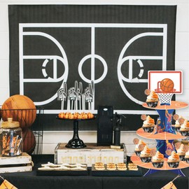 Basketball Party Decorations Cupcake Stand, Basketball Sports Theme Cupcake Holder for Kids Teenagers Basketball Birthday Party Supplies 3 Tier Service Tower Basketball Cupcake Decorations