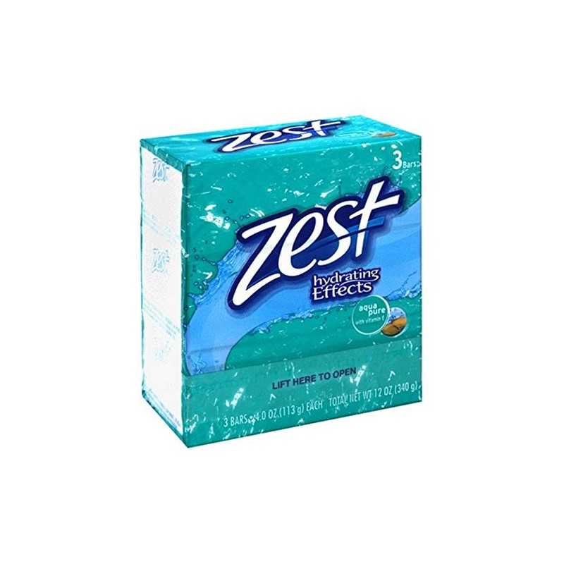 Zest 3 Bar Aqua Pure Soap, 4 oz