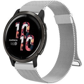 Metal Strap for Garmin Vivoactive 4,Forerunner 255/265,Venu 2/Venu 3, 22mm Metal Stainless Steel Replacement for Garmin Vivoactive 4 (22mm, Silver)