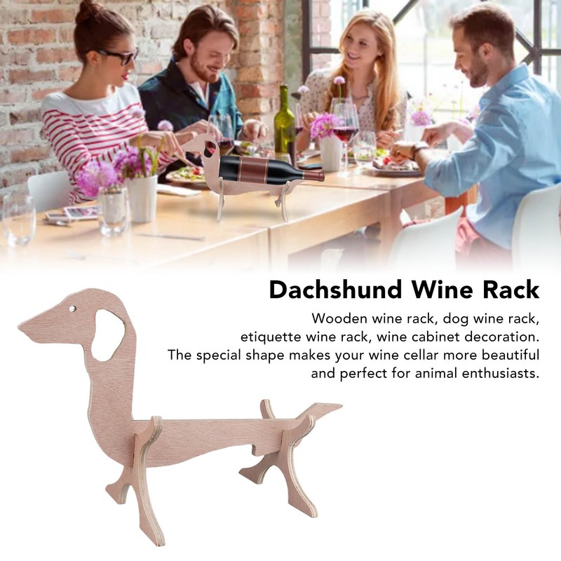 Dachshund Dog Shaped Wine Rack Wooden Wine Bottle Display Stand