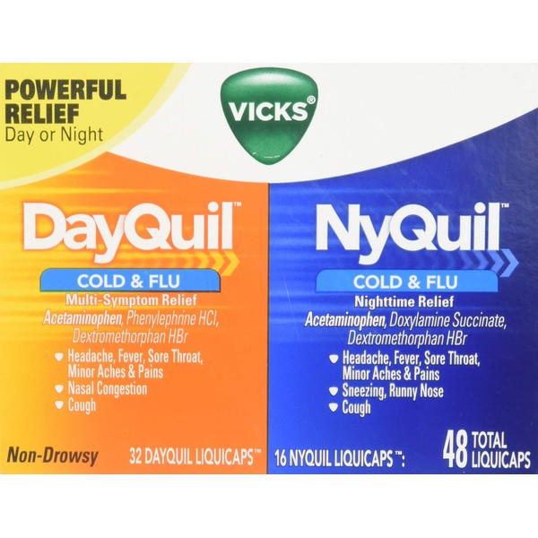 Vicks DayQuil Cold & Flu NyQuil Cold & Flu Combo Pack 48 Liquicaps