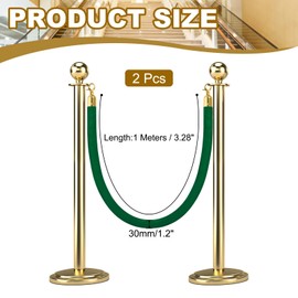 sourcing map Velvet Stanchion Rope 3.28 Ft/1 M, Barrier Rope Velvet Carpet Ropes with Snap Hooks for Posts Stands Queue Divider Crowd Control, Green Golden Pack of 2