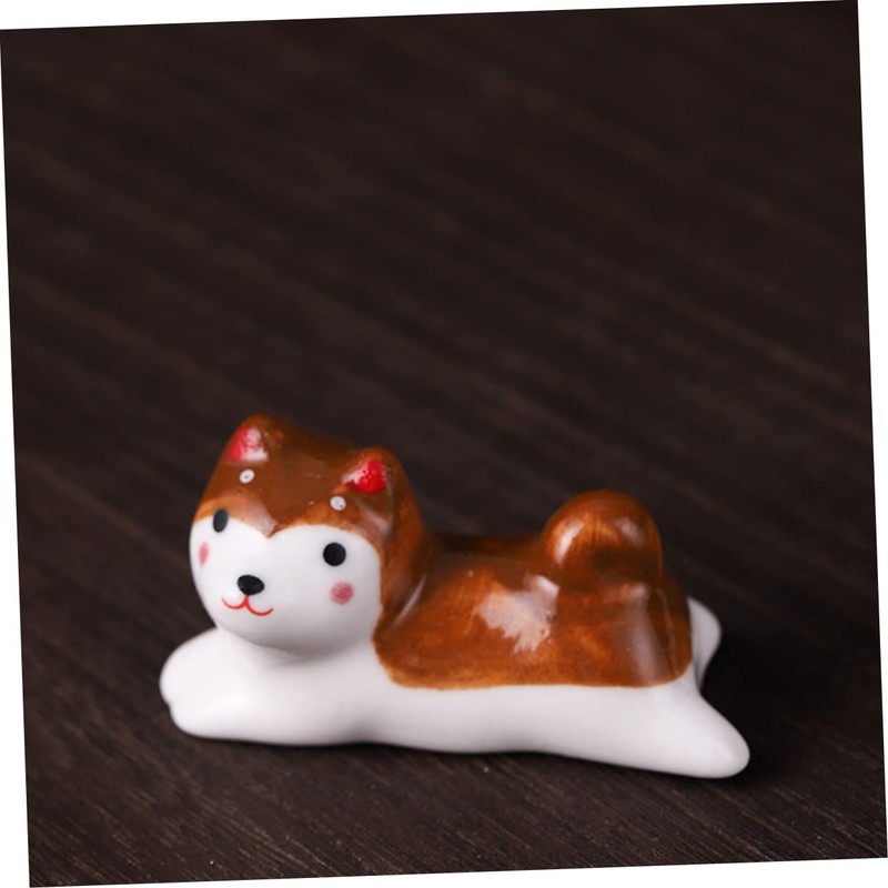 CIYODO 4Pcs Ceramic Dog Chopstick Holder Rests Cute Table Ornament