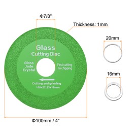 sourcing map 3 Pack Glass Cutting Disc 4 Inch for rotary tool Diamond Cutting Disc Ultra-Thin Saw Blade Wheel with 7/8" Arbor for Cutting Grinding Jade Crystal Tile Ceramic