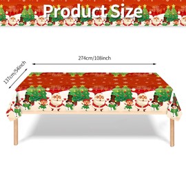 EVYIENEN 1 Pcs Christmas Party Plast Table Cloth,Disposable Plastic Christmas Decoration Rectangle Santa Claus Holiday Tablecloths for Merry Christmas Party New Year Party Supplies-54 x 108 Inch (B)