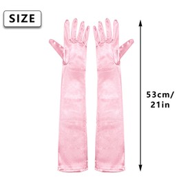 1 Pair of Long Satin Finger Gloves 1920s Opera Party Wedding Bridal Etiquette Gloves (Pink)
