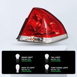 TUSDAR Tail Light Assembly For 2006 to 2013 Chevy Impala Halogen Type Outer Rear Taillight Assembly OE Direct Replacement Brake Tail Lamp Pair Set LH+RH