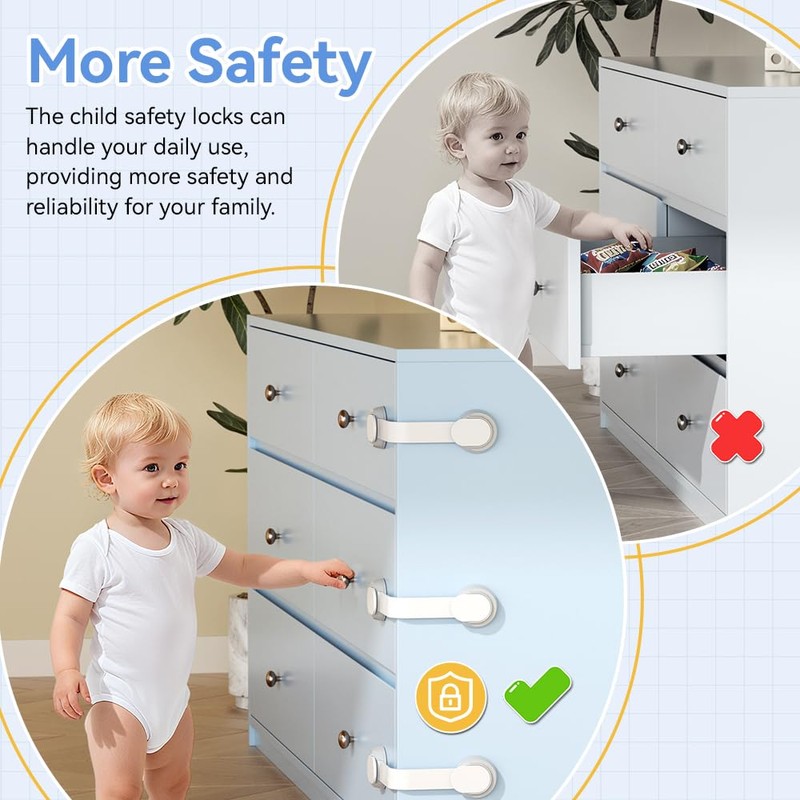 SAFELON 6 PCS Child Safety Locks, Cupboards Straps Locks, Baby