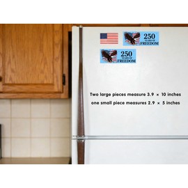 America’s 250th Anniversary Car Magnet Set, Large Patriotic Eagle & USA Flag Magnetic Decals, 250 Years of Freedom Reflective PVC Vehicle Magnets for Car Truck SUV, Fridge or Metal Door, 3 Pack