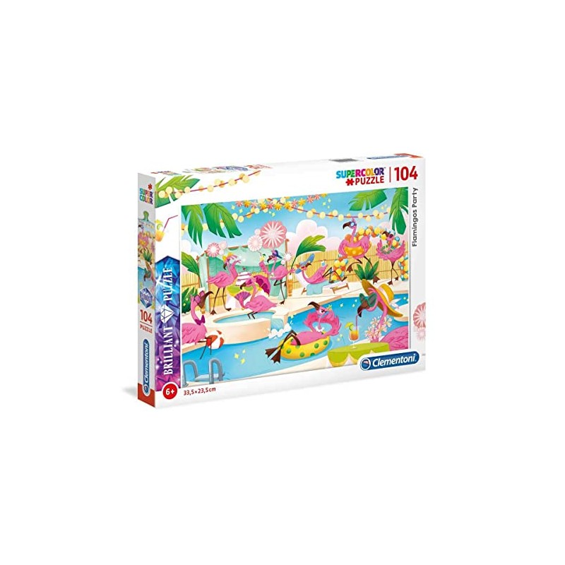 Clementoni - 20151 - Brilliant Puzzle Puzzle-Flamingos-104 Pieces
