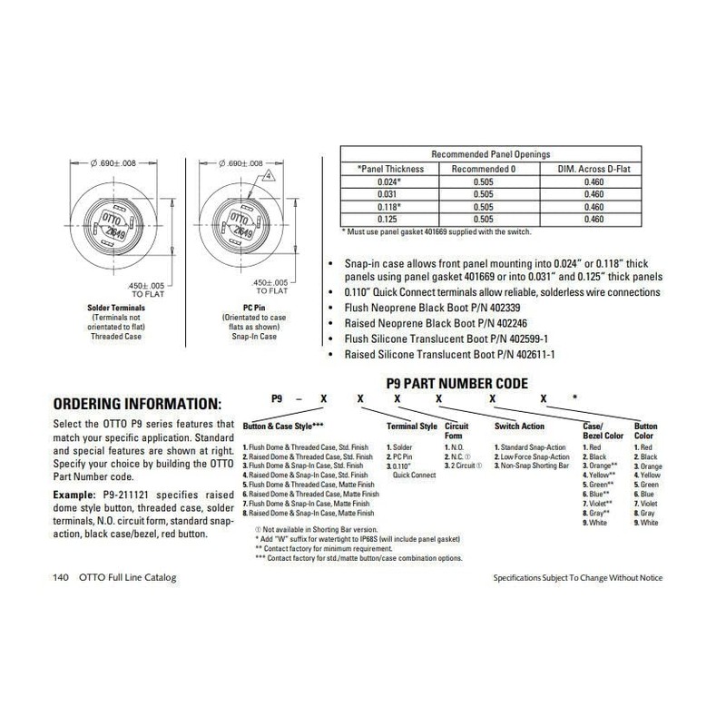 Waterproof Reset Button Switch for OTTO 21649 (2-Pin) 12MM